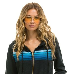 Aviator Nation Charcoal Gray/Blue Stripe Hoodie